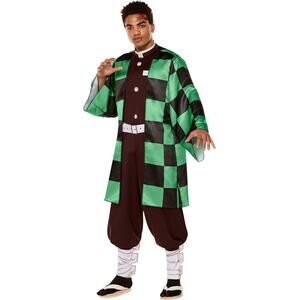 Demon Slayer Kimetsu no Yaiba Tanjiro Kamado Green Anime Jumpsuit Halloween mens